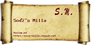 Soós Milla névjegykártya