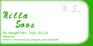 milla soos business card